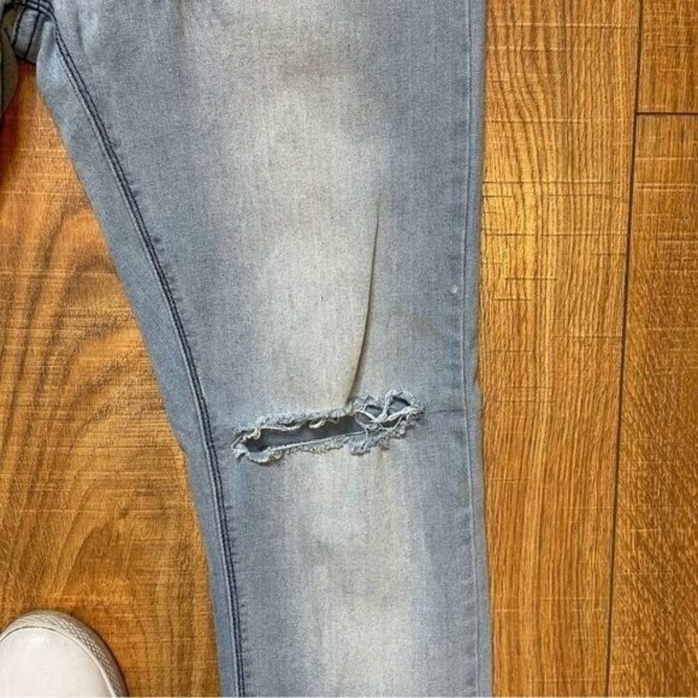 PAPER DENIM & cloth Men's Ligh Blue Distressed Skinny Jeans Stretch Size 34 - Picture 2 of 7
